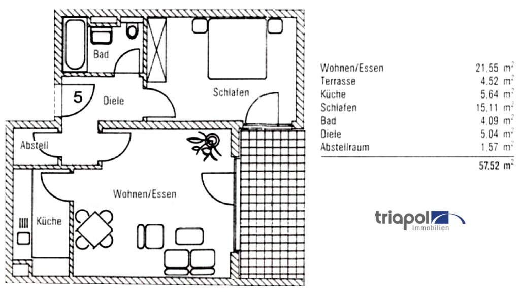 Grundriss: Schöne 2-Zi-Whg. mit Terrasse in grüner und ruhiger Stadtrandlage von Dresden.